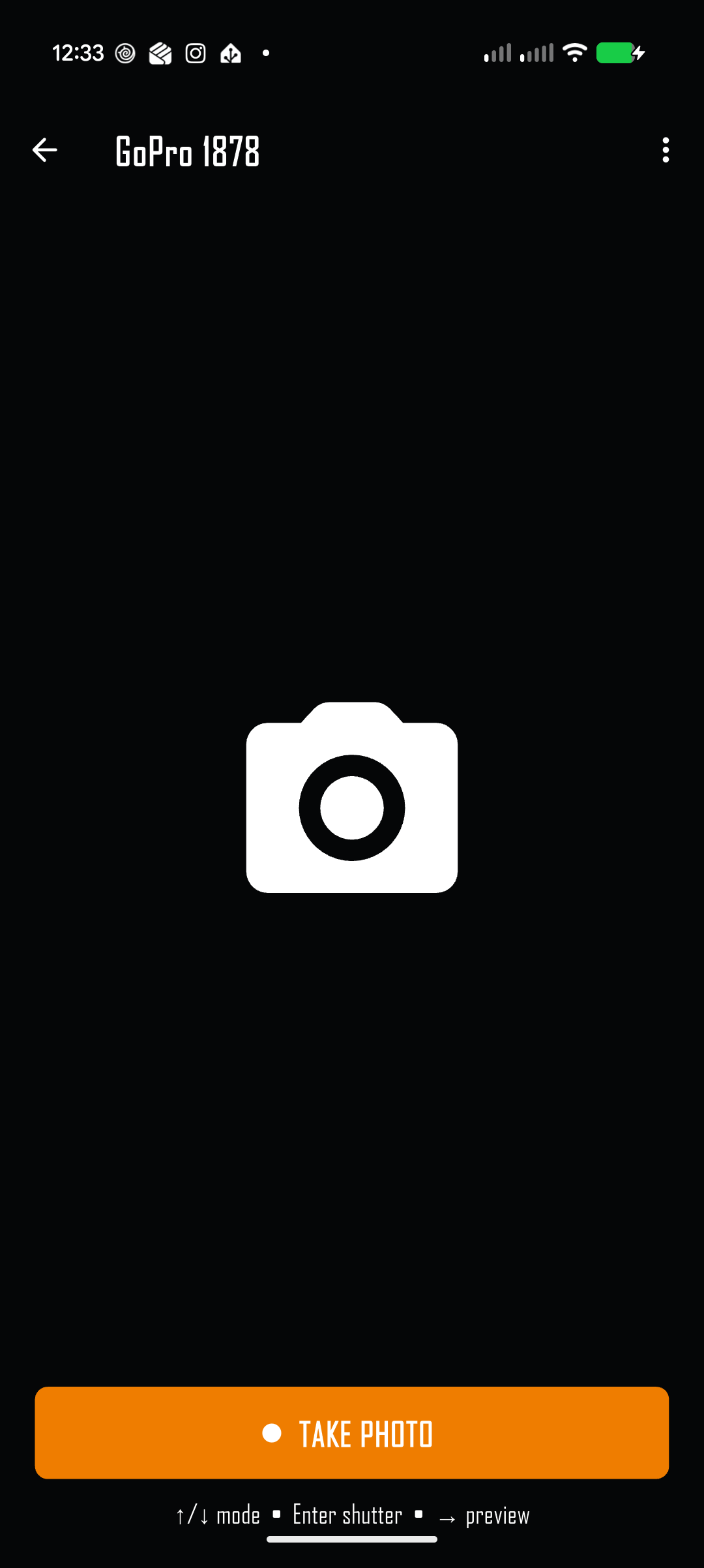 Connected GoPro in Photo mode with Take Photo button