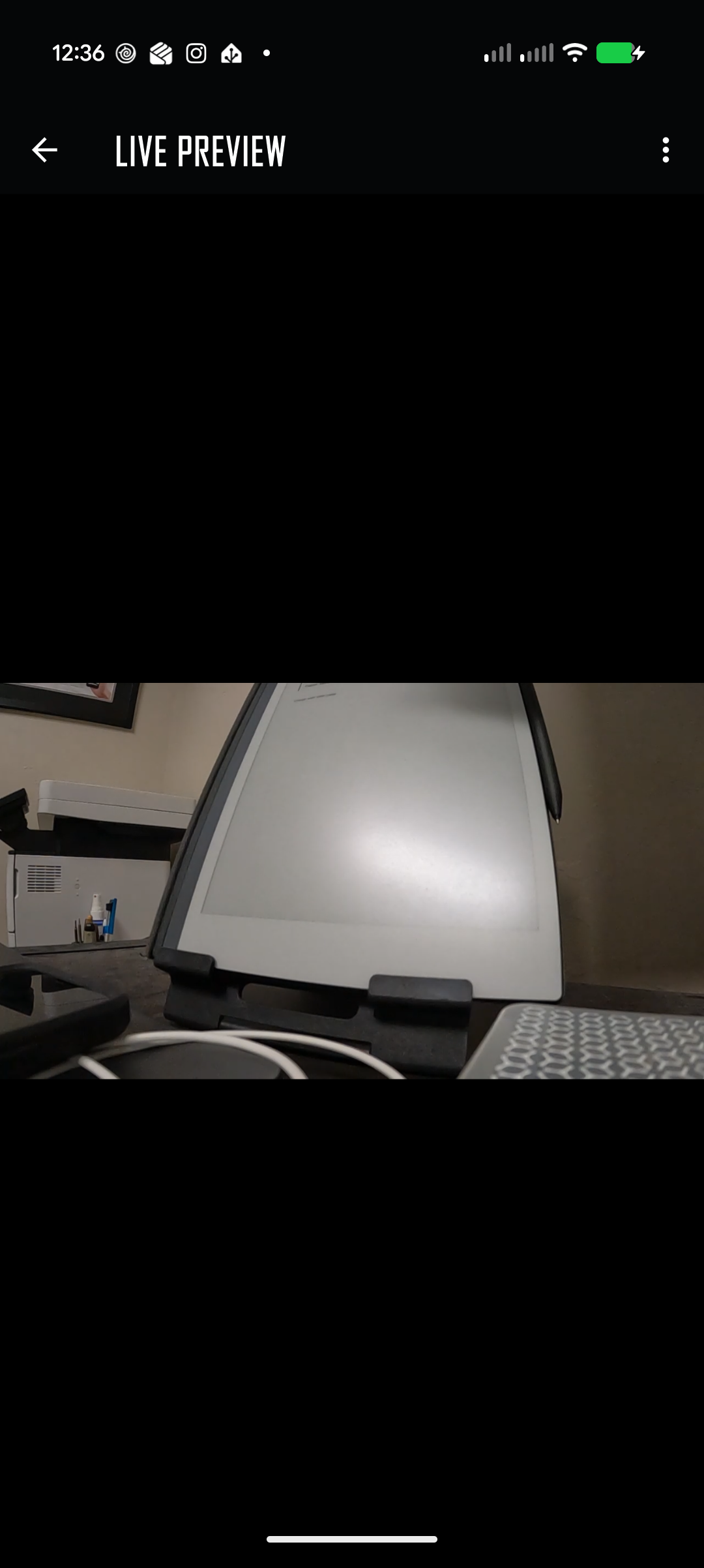 Live Preview screen showing a video frame from the GoPro