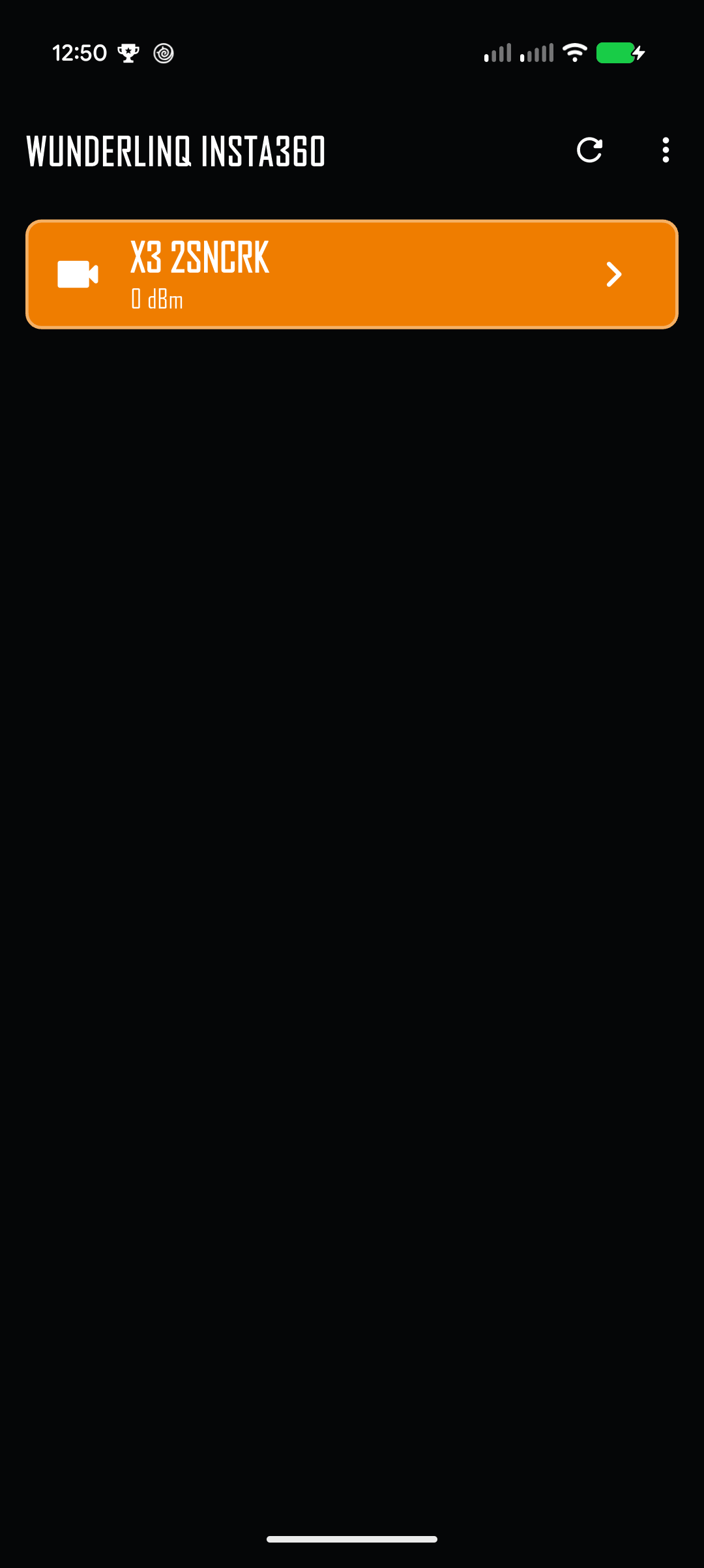 Insta360 discovery screen showing a nearby X3 camera