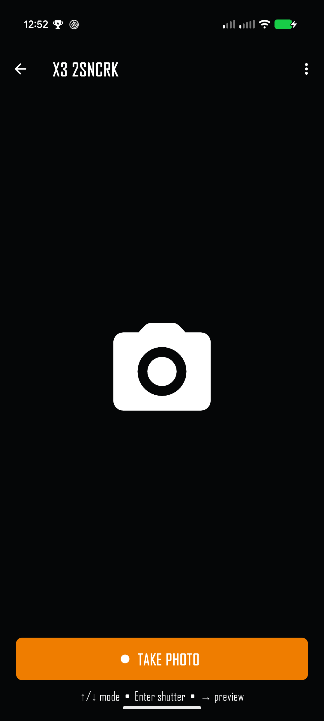 Connected Insta360 X3 in Photo mode with Take Photo button