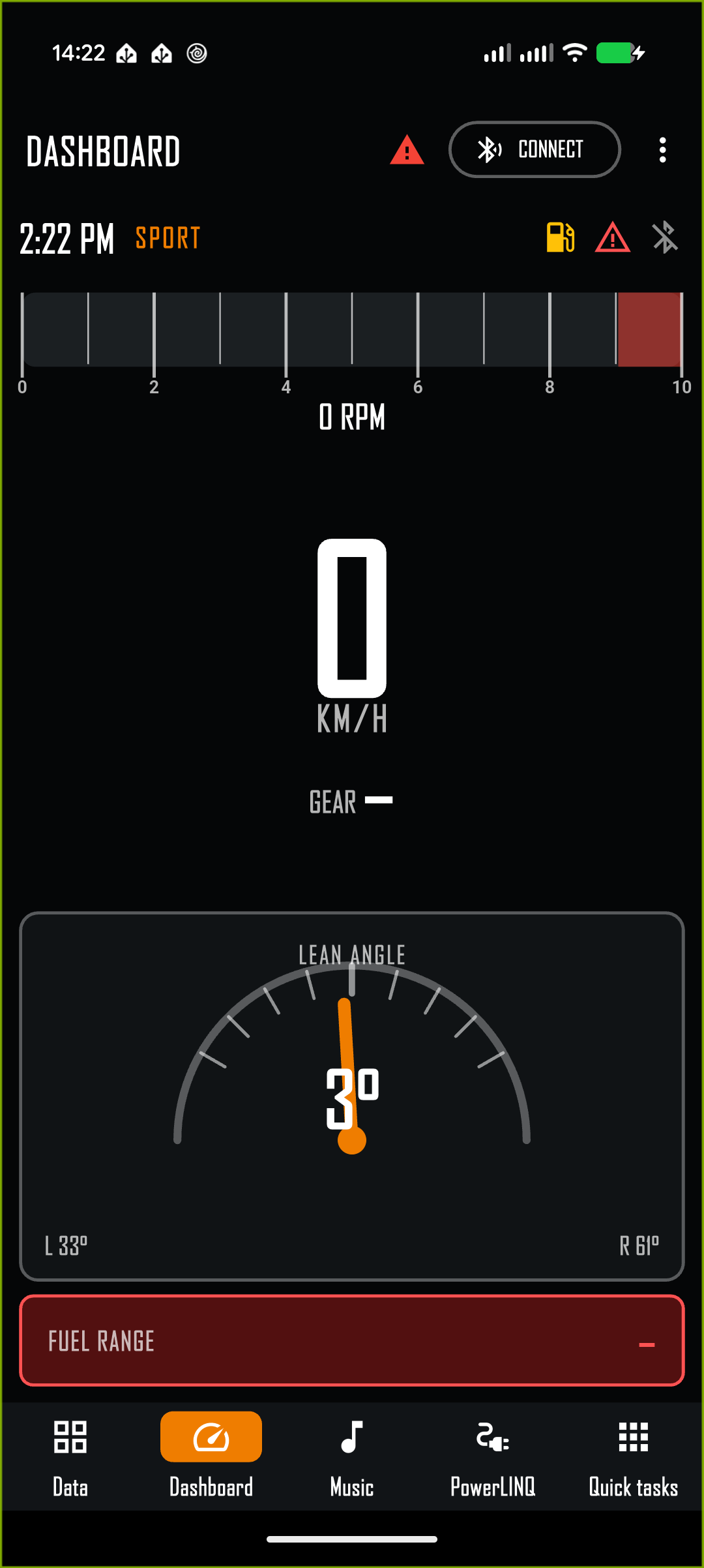 WunderLINQ Dashboard screen
